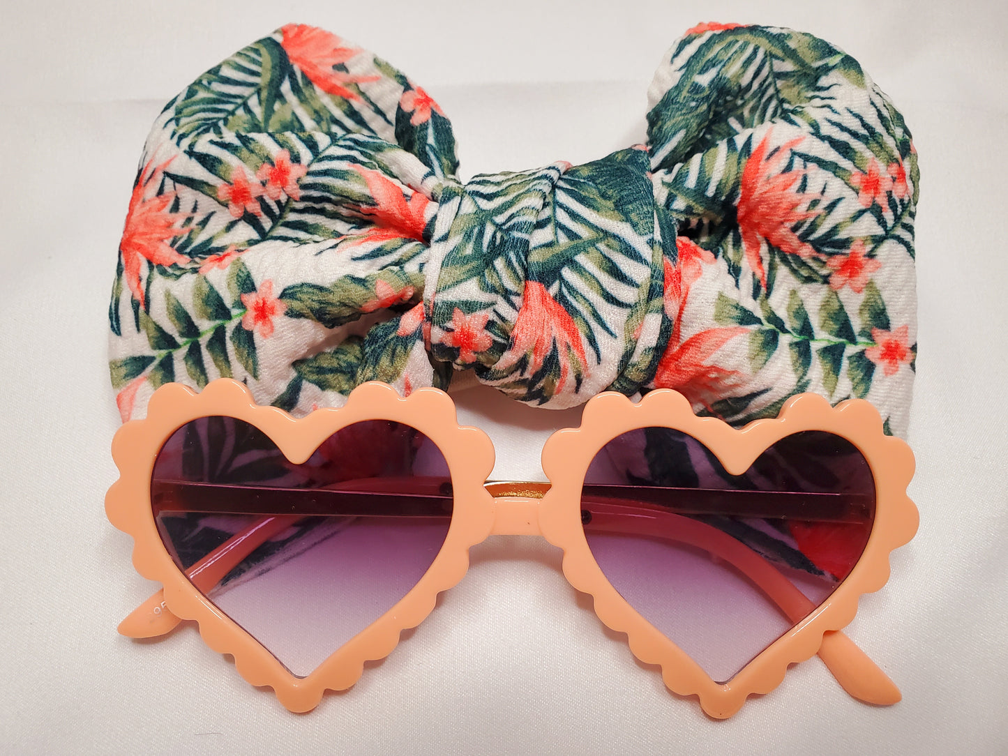 2pc Baby Headwear and Heart Sunglasses