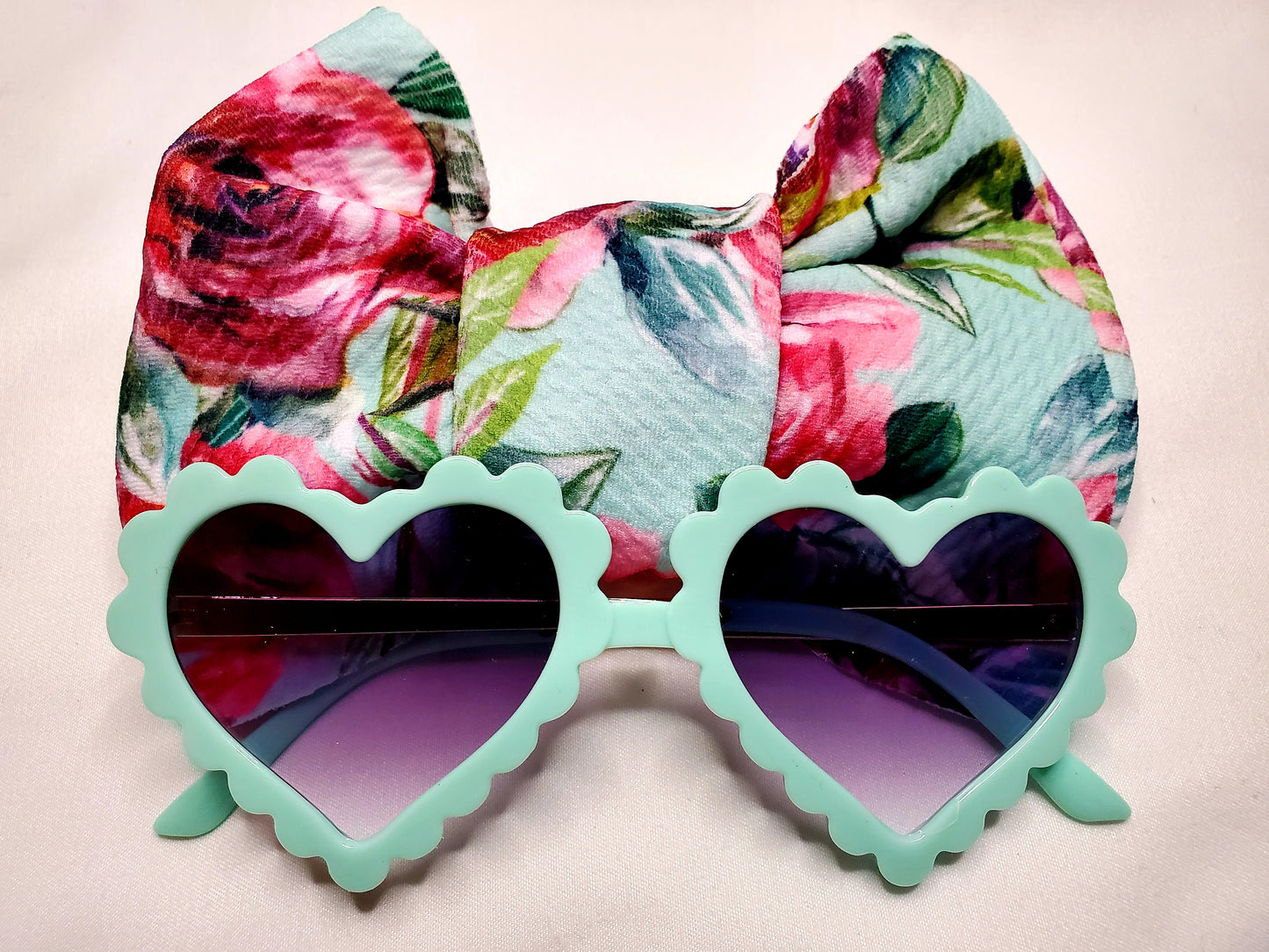 2pc Baby Headwear and Heart Sunglasses